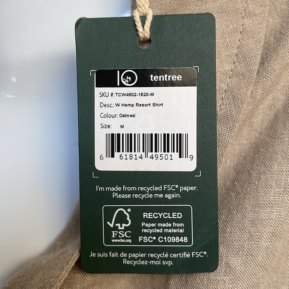 Tentree Women’s Hemp Resort shirt Medium - Picture 6 of 6